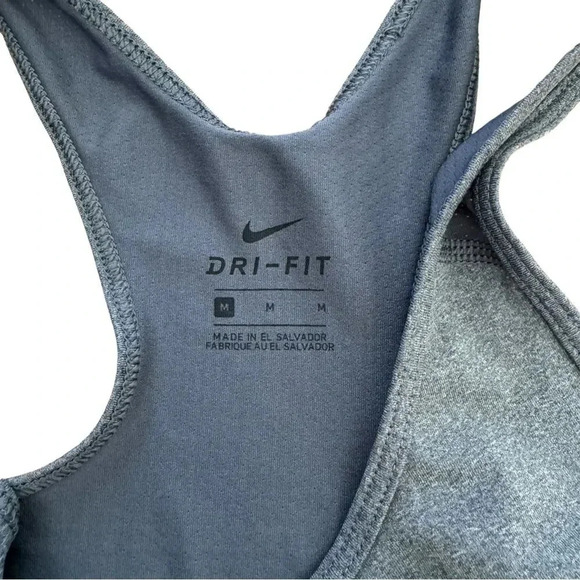 Nike Dri-Fit Grey Tank Top Sport Tee Sleeveless Gym Running Logo Size M - Picture 7 of 9